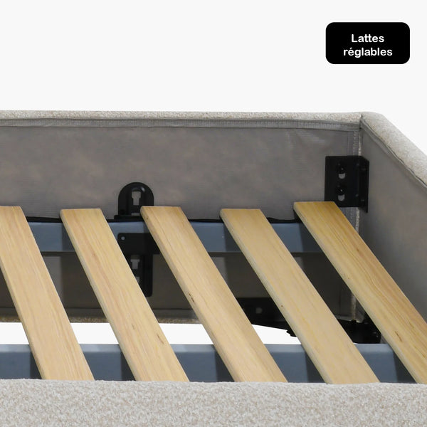 Sommier + tête de lit tapissier - Nara