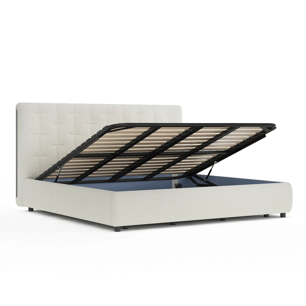 Sommier avec rangement + Tête de lit tapissier - Lima
