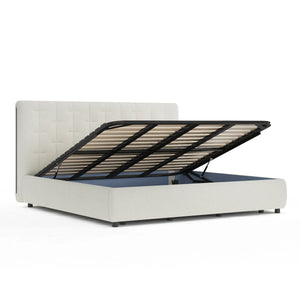 Sommier avec rangement + Tête de lit tapissier - Lima