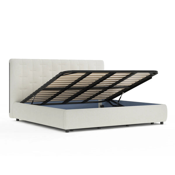 Sommier avec rangement + Tête de lit tapissier - Lima