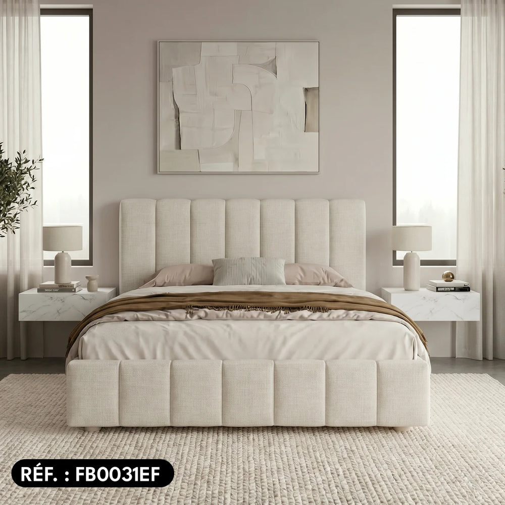Sommier avec rangement + tête de lit tapissier - Ibiza