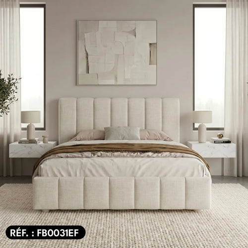 Sommier avec rangement + tête de lit tapissier - Ibiza