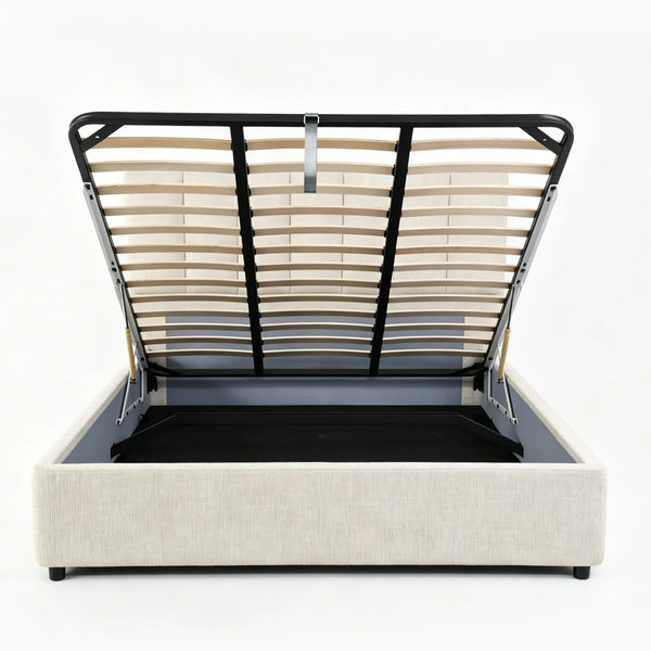 Sommier avec rangement + tête de lit tapissier - Ibiza