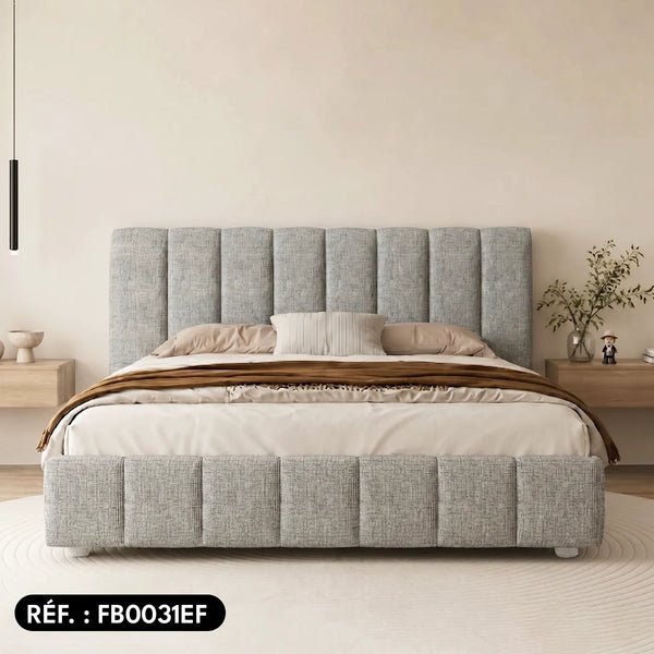 Sommier avec rangement + tête de lit tapissier - Ibiza