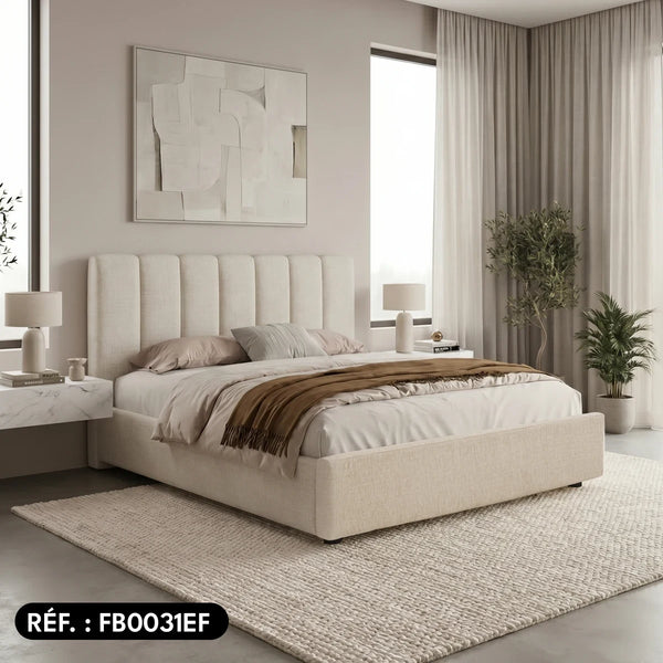 Sommier avec rangement + tête de lit tapissier - Ibiza