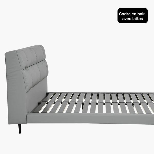 Sommier + tête de lit en simili cuir - Tirana