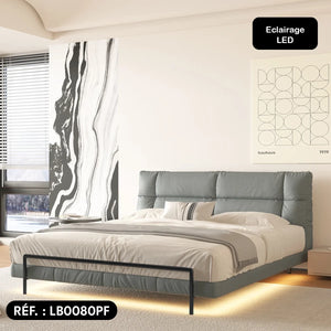 Sommier + tête de lit en simili cuir - Tirana