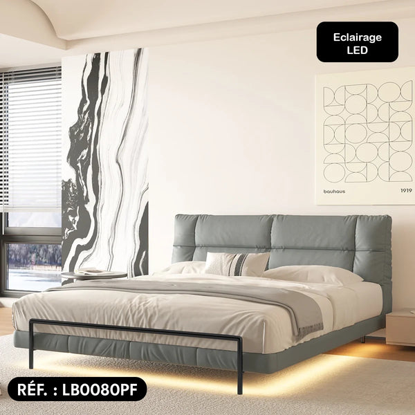 Sommier + tête de lit en simili cuir - Tirana