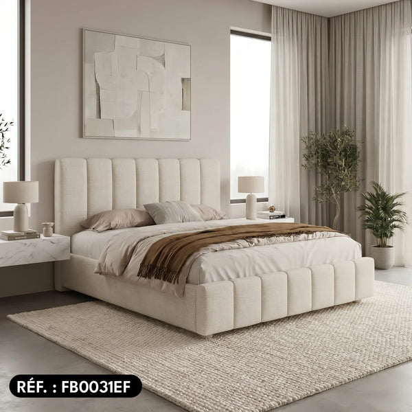 Sommier avec rangement + tête de lit tapissier - Ibiza